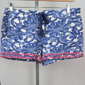 LOFT Blue and Cream Floral High Waist Shorts